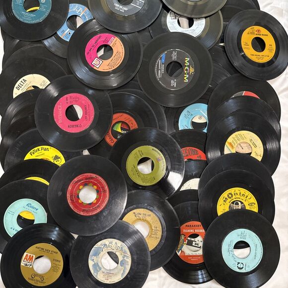 Other - Lot of 100 Vintage 7" Vinyl Records 45 RPM Singles Crafts Decor Projects